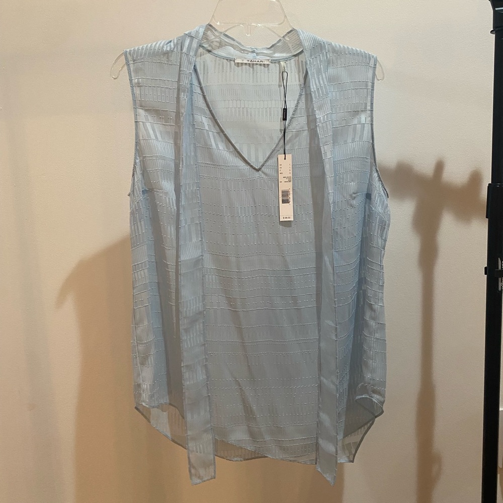 NWT T Tahari Meryl Blouse White Mint Size Large